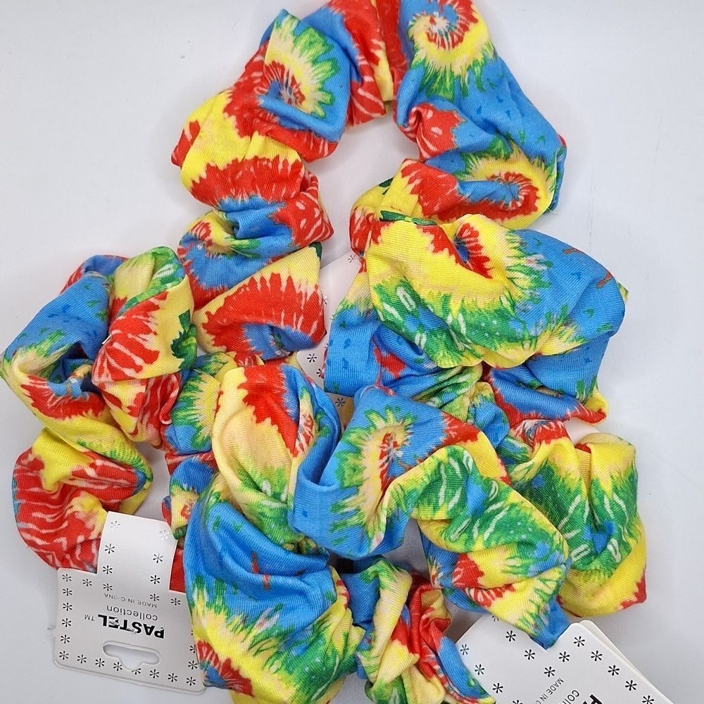 blue, yellow, red Tie-dye Jumbo scrunchie